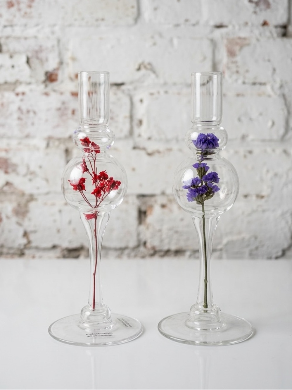 Anthropologie Pressed Floral Taper Candle Holders. NWT